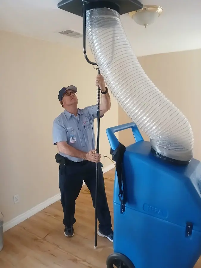 Mini Split Installation technician using HEPA equipment in Peppermill Village